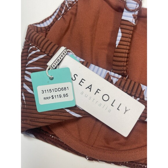 SEAFOLLY Australia Wild Tropics Square Neck Tank Bikini Top Amber Sz DD & F New - Picture 5 of 7